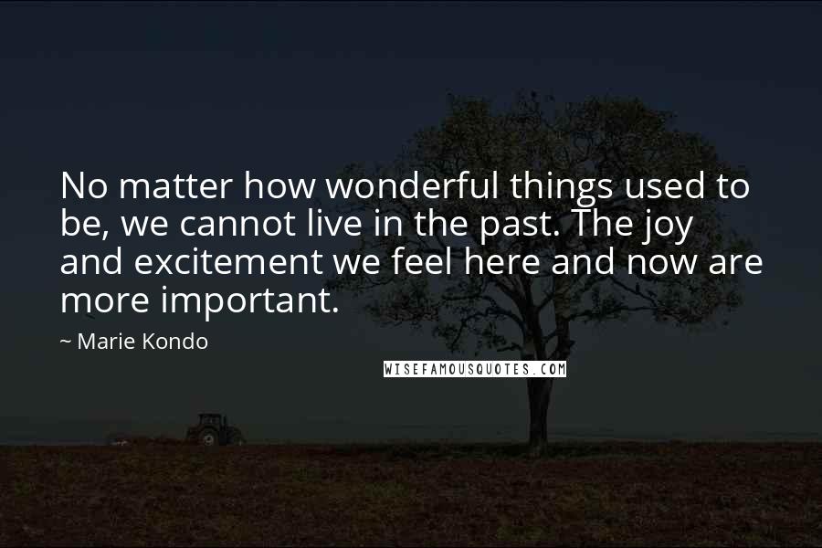 Marie Kondo Quotes: No matter how wonderful things used to be, we cannot live in the past. The joy and excitement we feel here and now are more important.