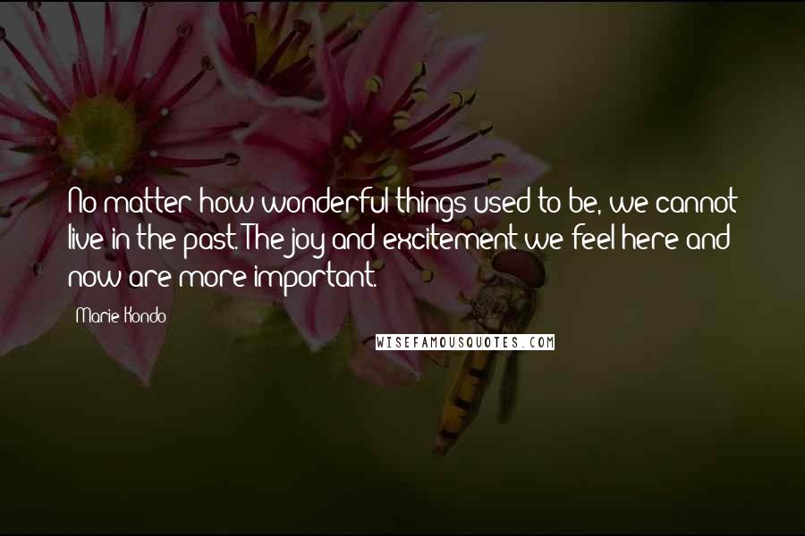 Marie Kondo Quotes: No matter how wonderful things used to be, we cannot live in the past. The joy and excitement we feel here and now are more important.