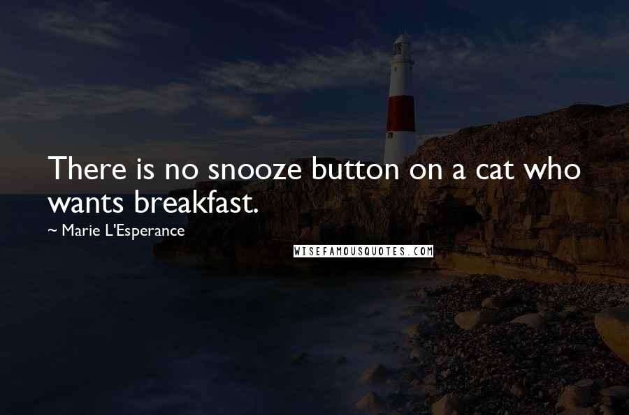 Marie L'Esperance Quotes: There is no snooze button on a cat who wants breakfast.