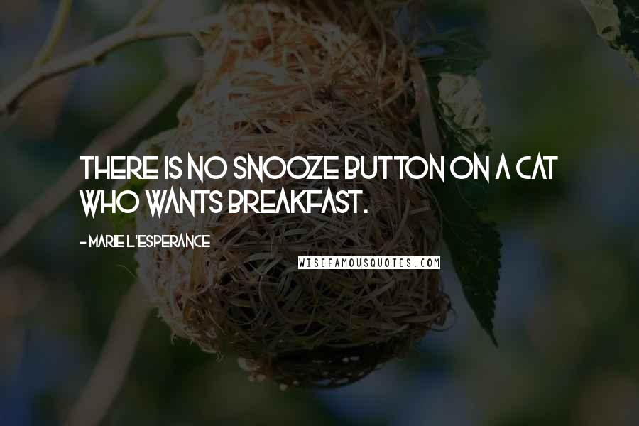 Marie L'Esperance Quotes: There is no snooze button on a cat who wants breakfast.