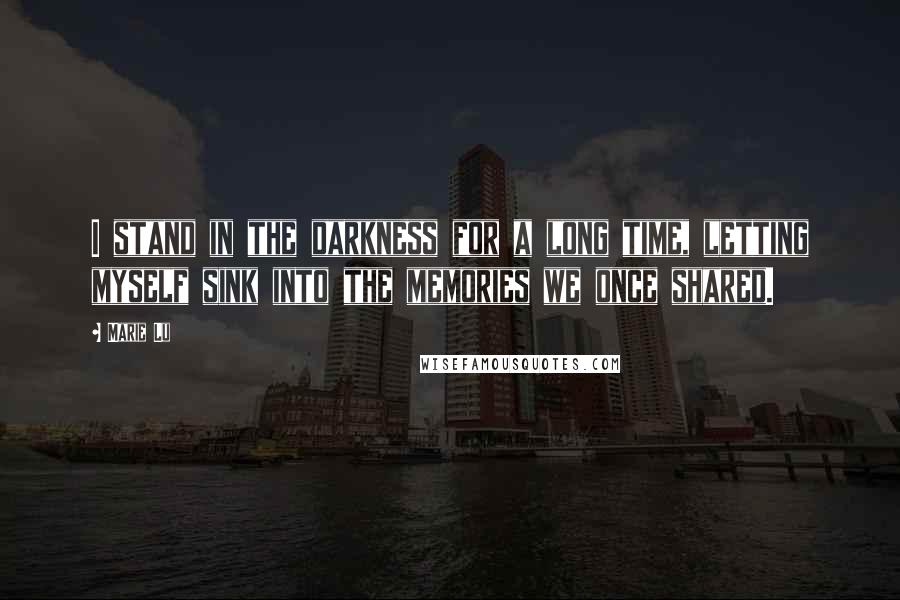Marie Lu Quotes: I stand in the darkness for a long time, letting myself sink into the memories we once shared.
