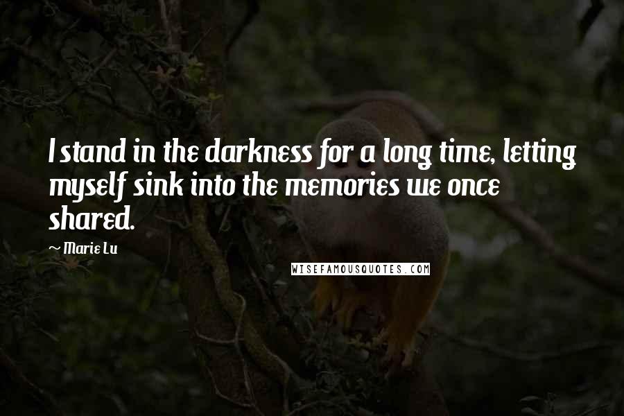 Marie Lu Quotes: I stand in the darkness for a long time, letting myself sink into the memories we once shared.