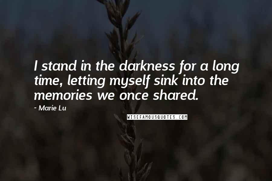 Marie Lu Quotes: I stand in the darkness for a long time, letting myself sink into the memories we once shared.