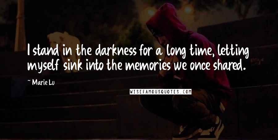Marie Lu Quotes: I stand in the darkness for a long time, letting myself sink into the memories we once shared.