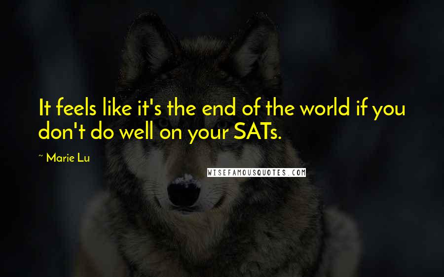 Marie Lu Quotes: It feels like it's the end of the world if you don't do well on your SATs.