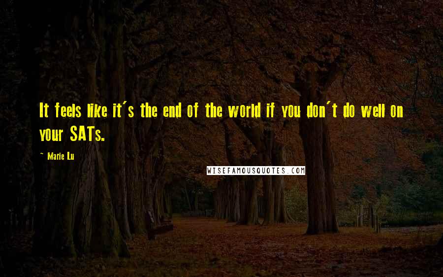 Marie Lu Quotes: It feels like it's the end of the world if you don't do well on your SATs.