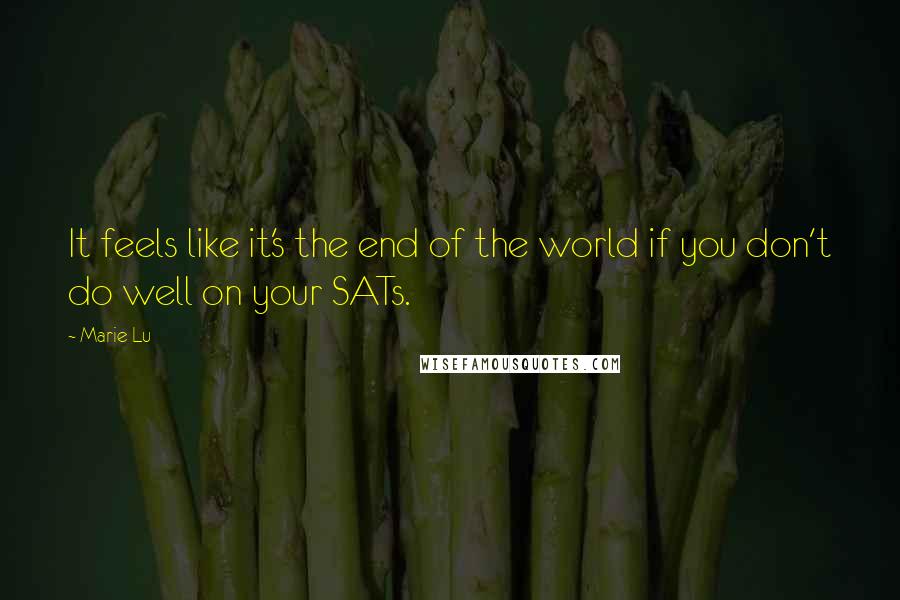 Marie Lu Quotes: It feels like it's the end of the world if you don't do well on your SATs.