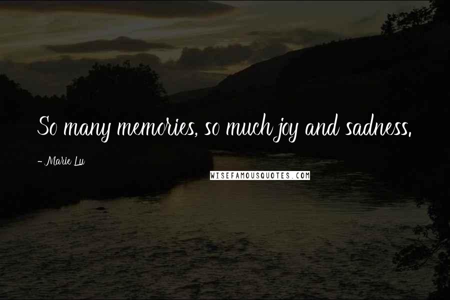 Marie Lu Quotes: So many memories, so much joy and sadness.