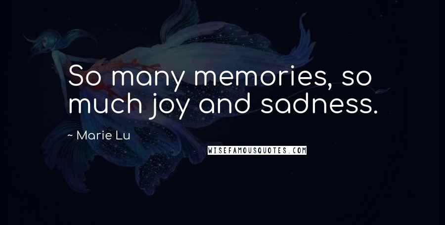 Marie Lu Quotes: So many memories, so much joy and sadness.