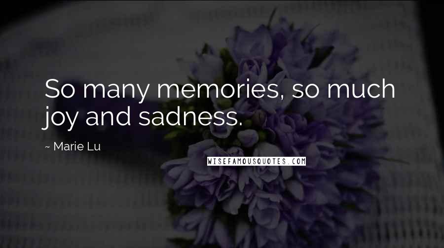 Marie Lu Quotes: So many memories, so much joy and sadness.