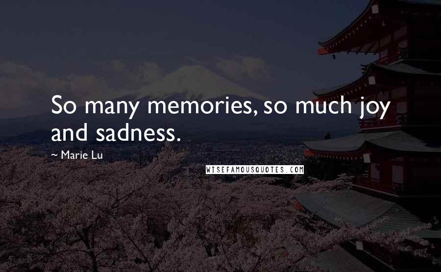 Marie Lu Quotes: So many memories, so much joy and sadness.
