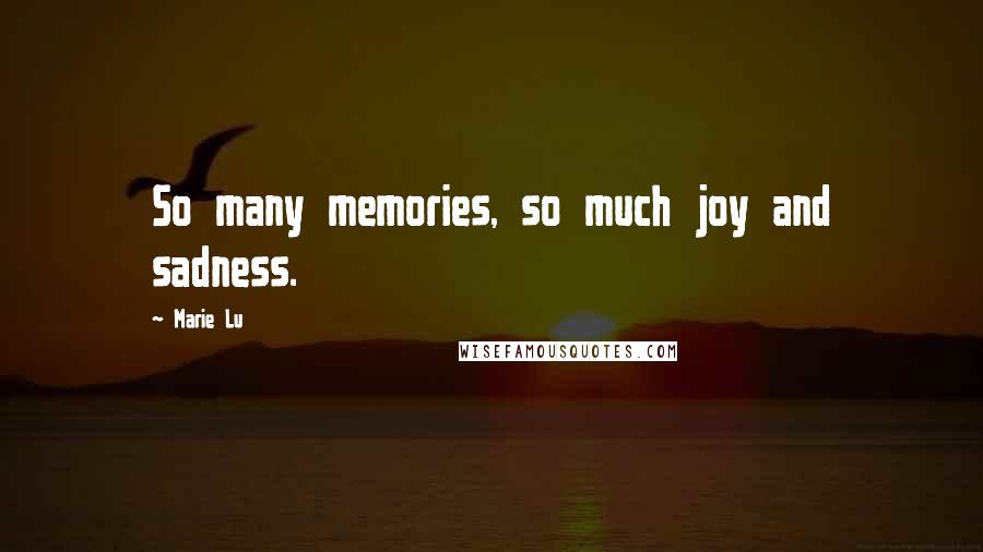 Marie Lu Quotes: So many memories, so much joy and sadness.