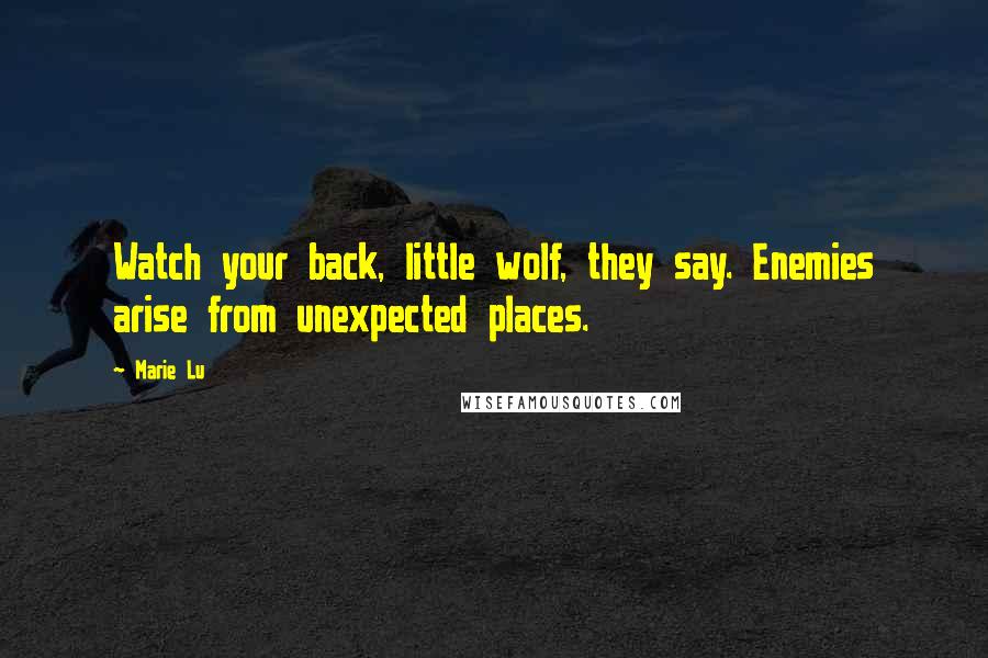 Marie Lu Quotes: Watch your back, little wolf, they say. Enemies arise from unexpected places.