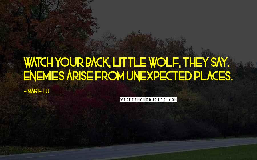 Marie Lu Quotes: Watch your back, little wolf, they say. Enemies arise from unexpected places.