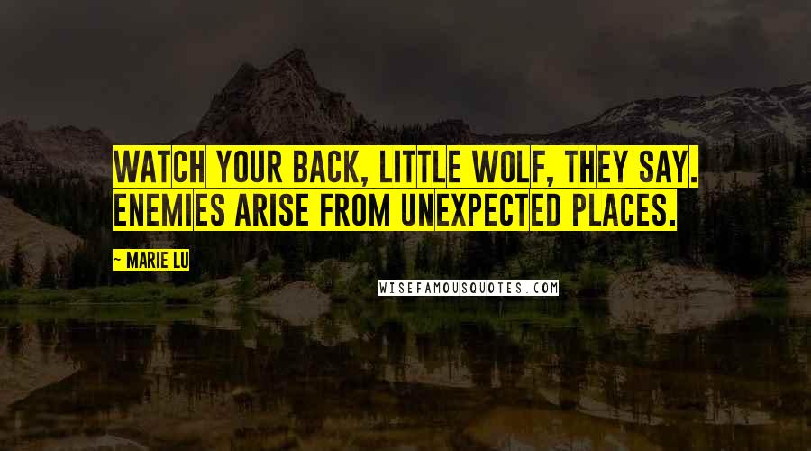 Marie Lu Quotes: Watch your back, little wolf, they say. Enemies arise from unexpected places.