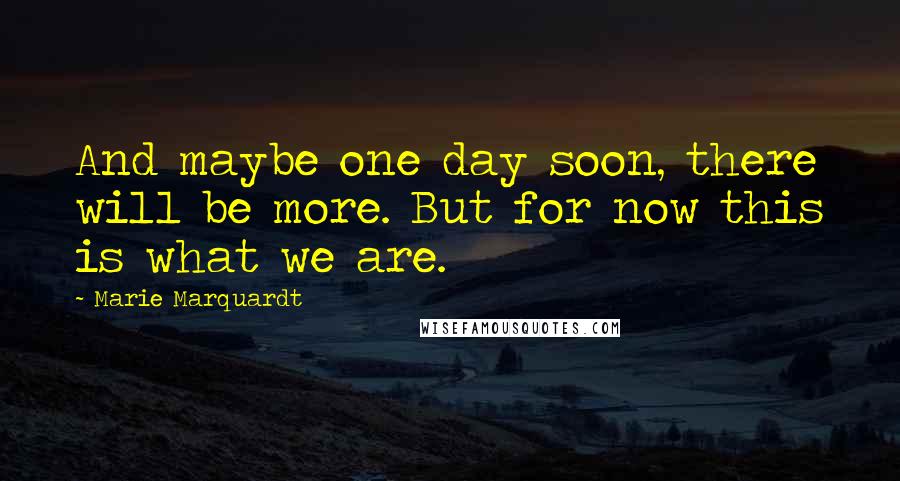 Marie Marquardt Quotes: And maybe one day soon, there will be more. But for now this is what we are.