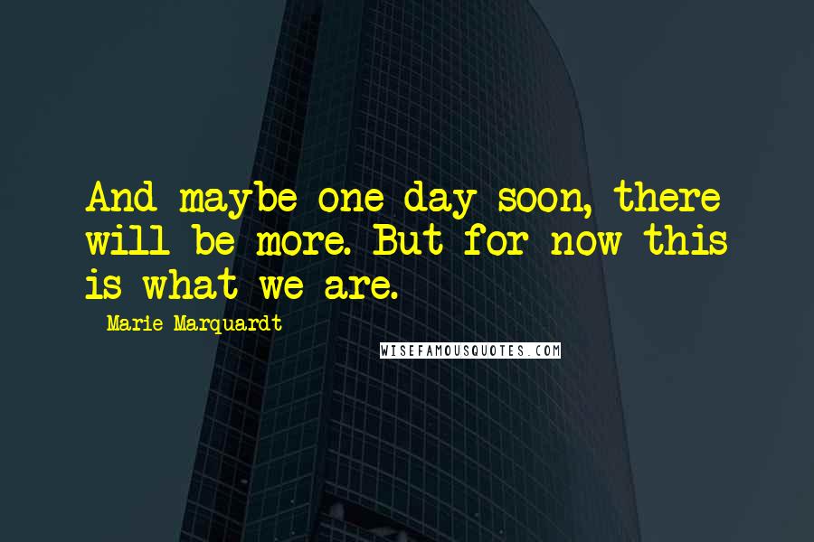 Marie Marquardt Quotes: And maybe one day soon, there will be more. But for now this is what we are.