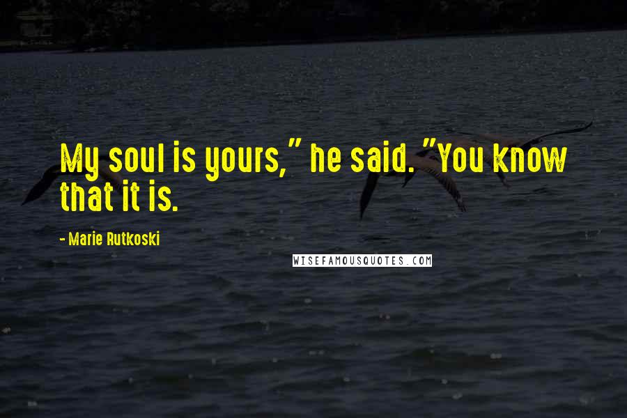 Marie Rutkoski Quotes: My soul is yours," he said. "You know that it is.