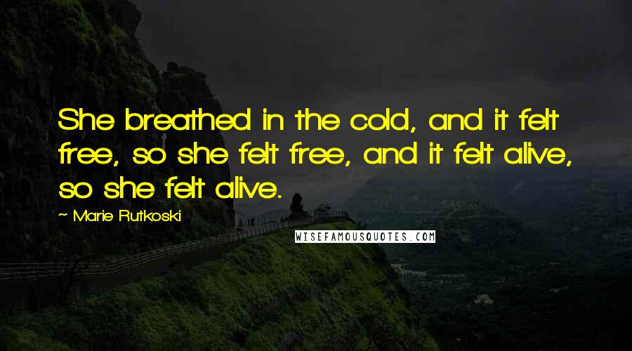 Marie Rutkoski Quotes: She breathed in the cold, and it felt free, so she felt free, and it felt alive, so she felt alive.