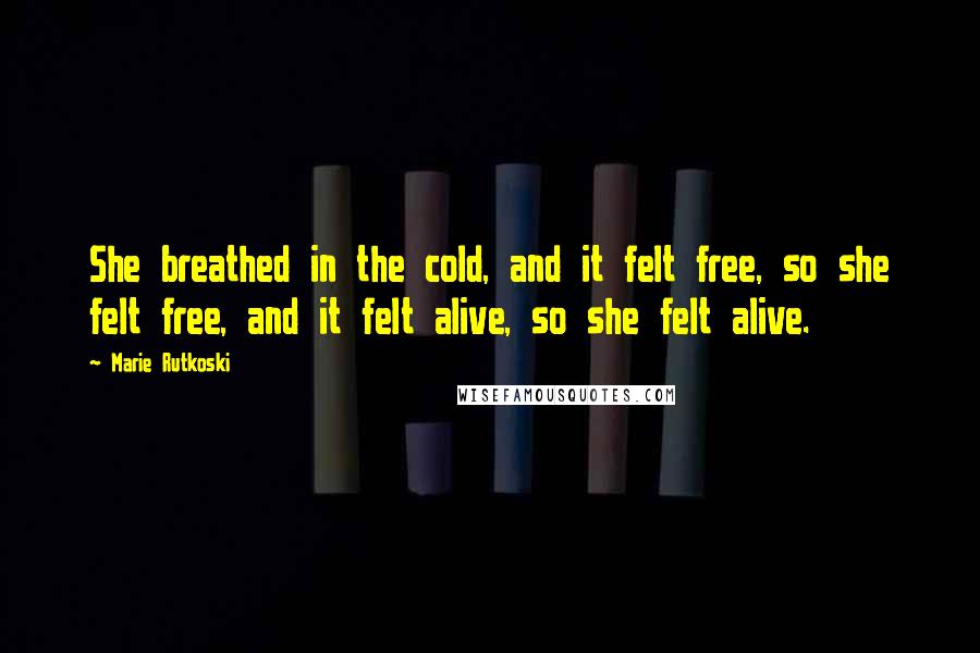 Marie Rutkoski Quotes: She breathed in the cold, and it felt free, so she felt free, and it felt alive, so she felt alive.