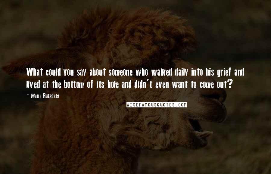Marie Rutkoski Quotes: What could you say about someone who walked daily into his grief and lived at the bottom of its hole and didn't even want to come out?