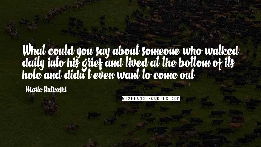 Marie Rutkoski Quotes: What could you say about someone who walked daily into his grief and lived at the bottom of its hole and didn't even want to come out?