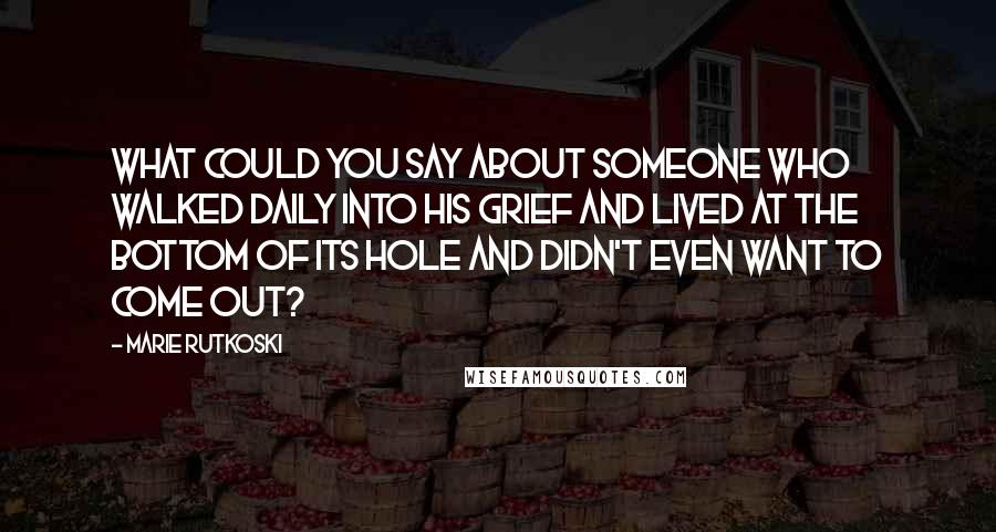 Marie Rutkoski Quotes: What could you say about someone who walked daily into his grief and lived at the bottom of its hole and didn't even want to come out?