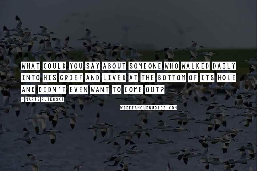 Marie Rutkoski Quotes: What could you say about someone who walked daily into his grief and lived at the bottom of its hole and didn't even want to come out?