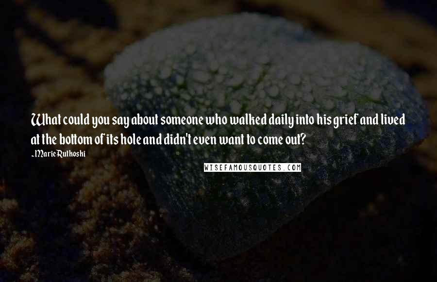 Marie Rutkoski Quotes: What could you say about someone who walked daily into his grief and lived at the bottom of its hole and didn't even want to come out?