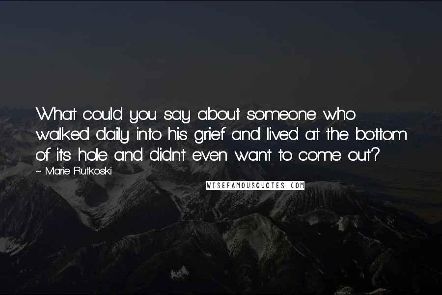 Marie Rutkoski Quotes: What could you say about someone who walked daily into his grief and lived at the bottom of its hole and didn't even want to come out?