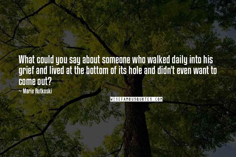 Marie Rutkoski Quotes: What could you say about someone who walked daily into his grief and lived at the bottom of its hole and didn't even want to come out?