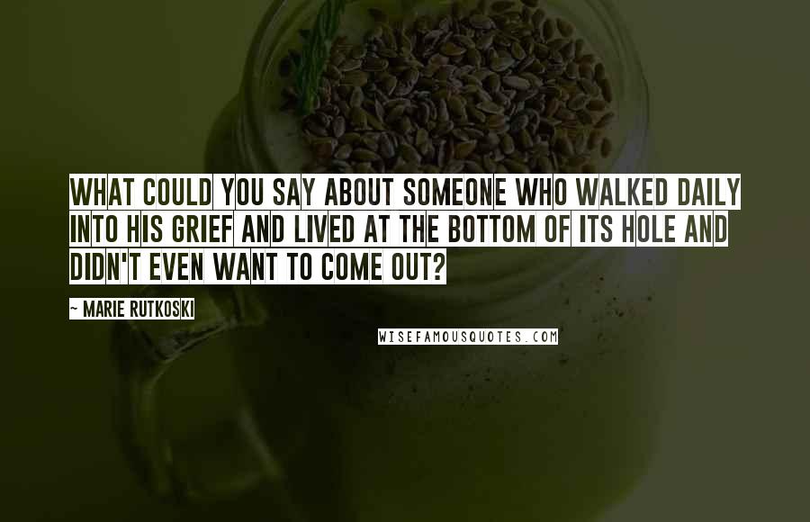 Marie Rutkoski Quotes: What could you say about someone who walked daily into his grief and lived at the bottom of its hole and didn't even want to come out?