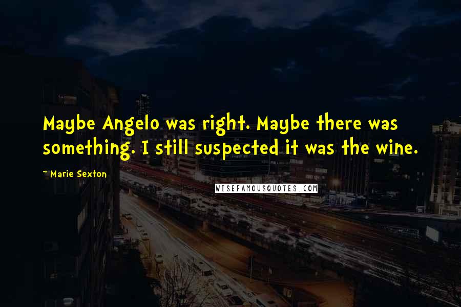 Marie Sexton Quotes: Maybe Angelo was right. Maybe there was something. I still suspected it was the wine.