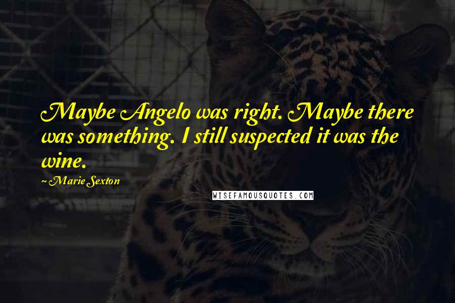 Marie Sexton Quotes: Maybe Angelo was right. Maybe there was something. I still suspected it was the wine.