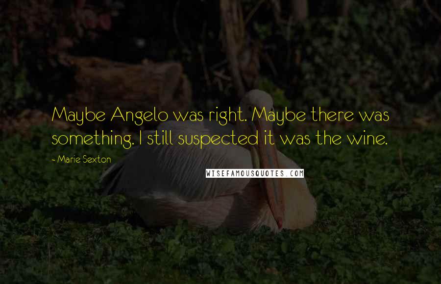 Marie Sexton Quotes: Maybe Angelo was right. Maybe there was something. I still suspected it was the wine.