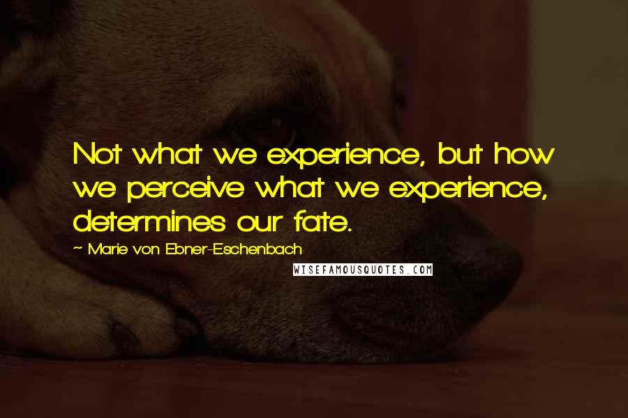 Marie Von Ebner-Eschenbach Quotes: Not what we experience, but how we perceive what we experience, determines our fate.