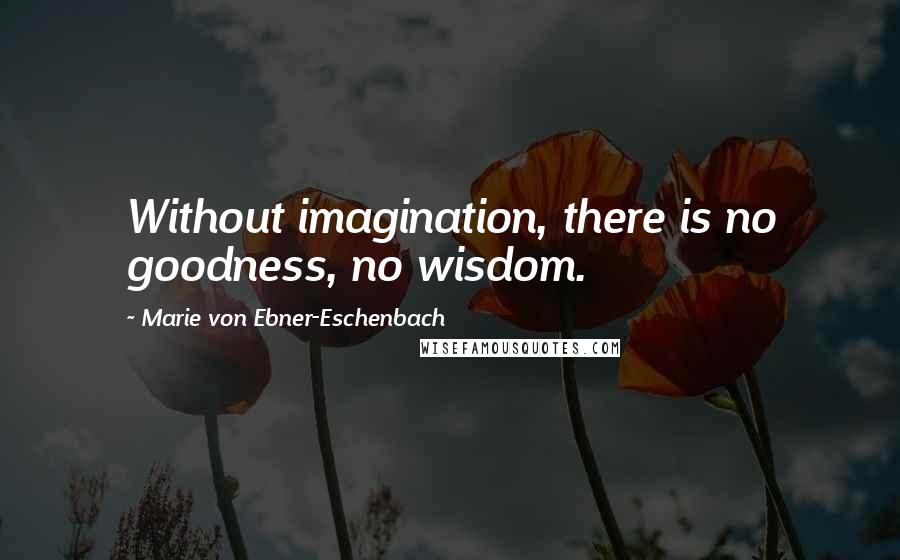 Marie Von Ebner-Eschenbach Quotes: Without imagination, there is no goodness, no wisdom.