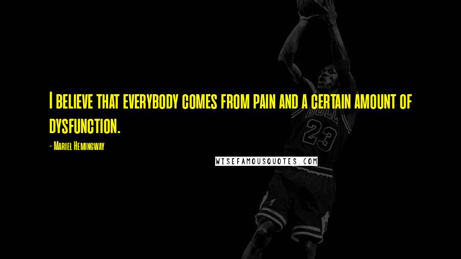 Mariel Hemingway Quotes: I believe that everybody comes from pain and a certain amount of dysfunction.