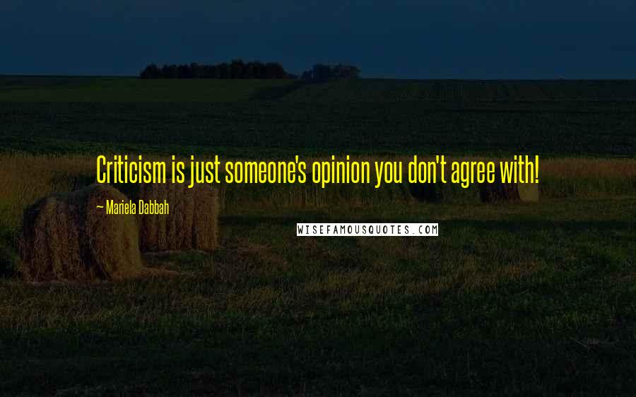 Mariela Dabbah Quotes: Criticism is just someone's opinion you don't agree with!