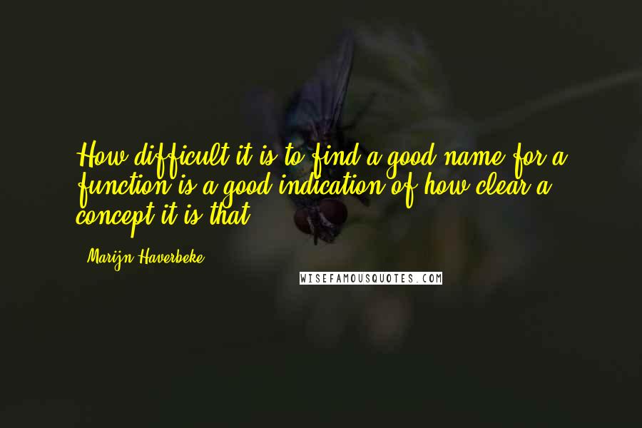 Marijn Haverbeke Quotes: How difficult it is to find a good name for a function is a good indication of how clear a concept it is that