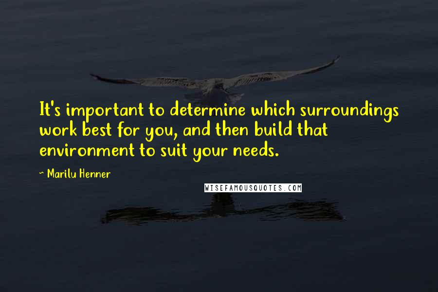 Marilu Henner Quotes: It's important to determine which surroundings work best for you, and then build that environment to suit your needs.