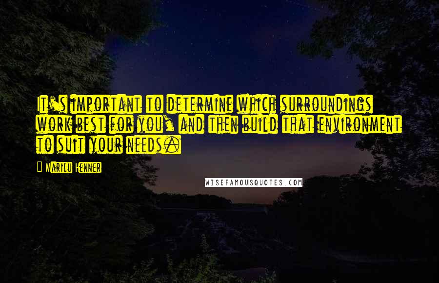 Marilu Henner Quotes: It's important to determine which surroundings work best for you, and then build that environment to suit your needs.