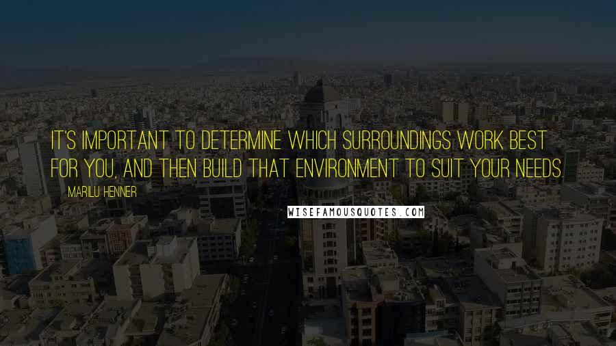 Marilu Henner Quotes: It's important to determine which surroundings work best for you, and then build that environment to suit your needs.