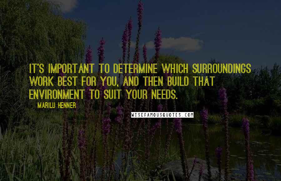 Marilu Henner Quotes: It's important to determine which surroundings work best for you, and then build that environment to suit your needs.