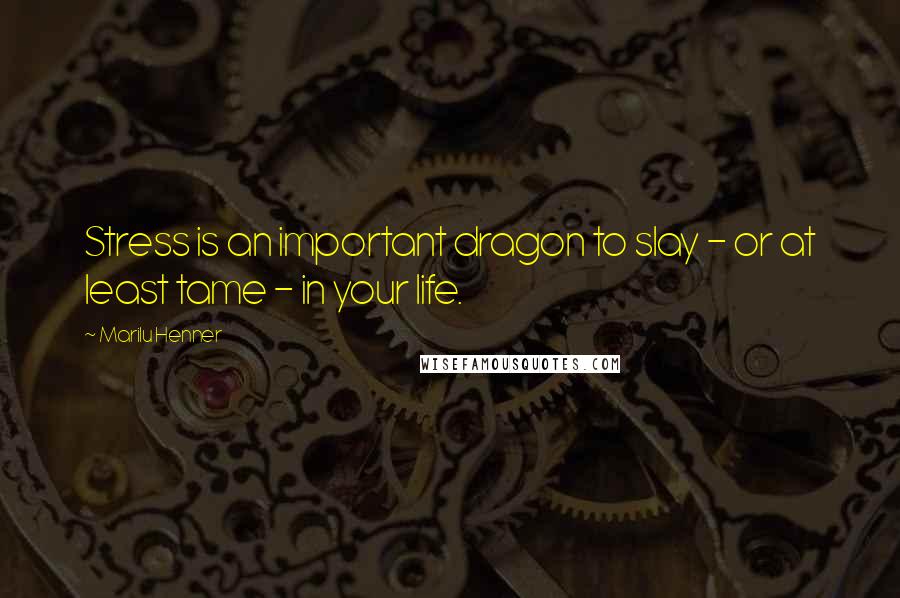 Marilu Henner Quotes: Stress is an important dragon to slay - or at least tame - in your life.