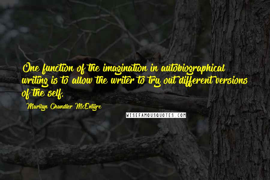 Marilyn Chandler McEntyre Quotes: One function of the imagination in autobiographical writing is to allow the writer to try out different versions of the self.