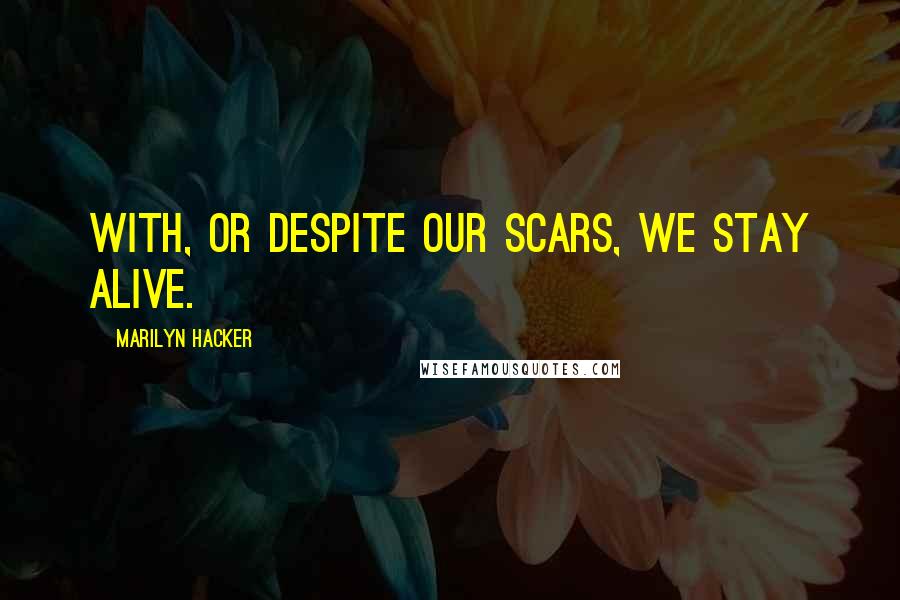 Marilyn Hacker Quotes: With, or despite our scars, we stay alive.