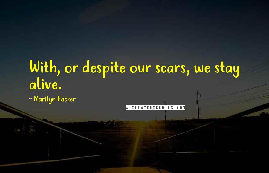 Marilyn Hacker Quotes: With, or despite our scars, we stay alive.