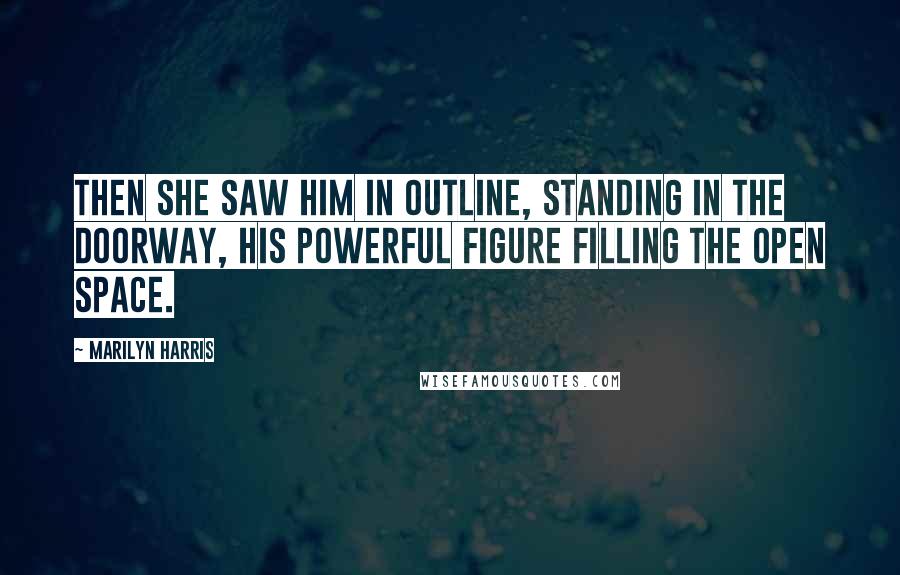 Marilyn Harris Quotes: Then she saw him in outline, standing in the doorway, his powerful figure filling the open space.