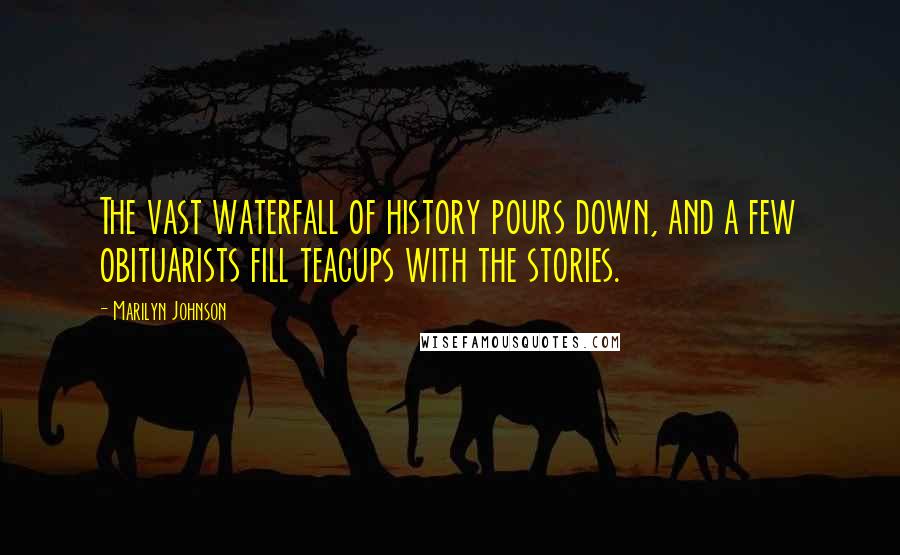 Marilyn Johnson Quotes: The vast waterfall of history pours down, and a few obituarists fill teacups with the stories.